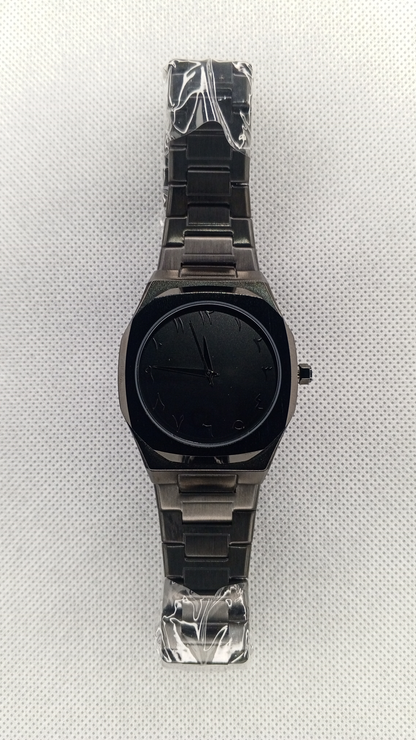 Luxury Black Arabic Aura Watch for Men – Stainless Steel Minimalist Wrist Watch